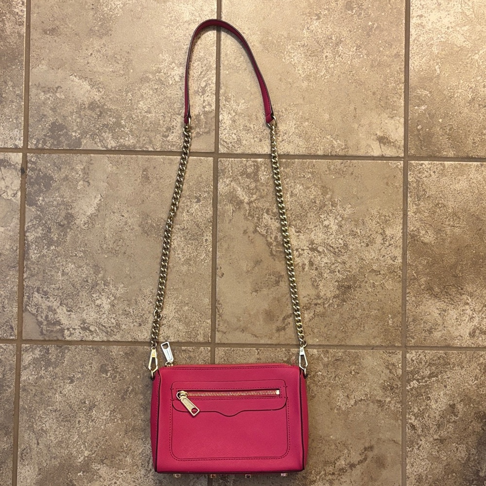 Rebecca Minkoff Fuchsia Crossbody Bag with Gold Chain EUC